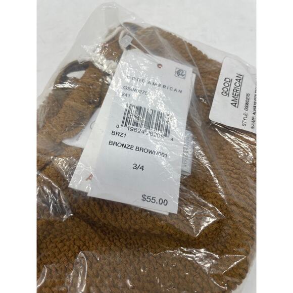 Good American Women's Size 1/2 Bikini Bottoms Bronze Brown Always Fits Tiny Ties - Picture 5 of 5